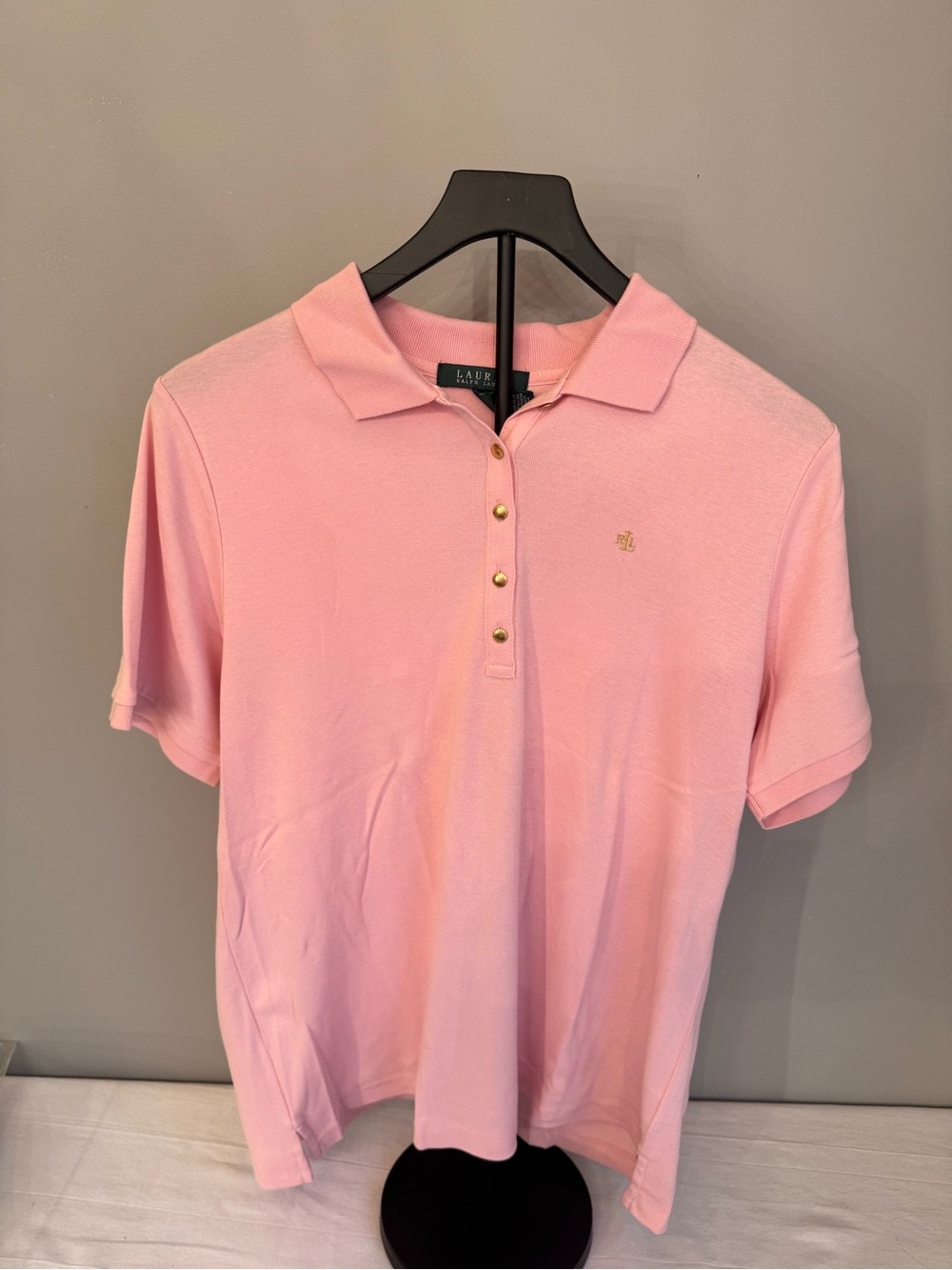 Ralph Lauren Pink Polo with Gold-Tone Buttons